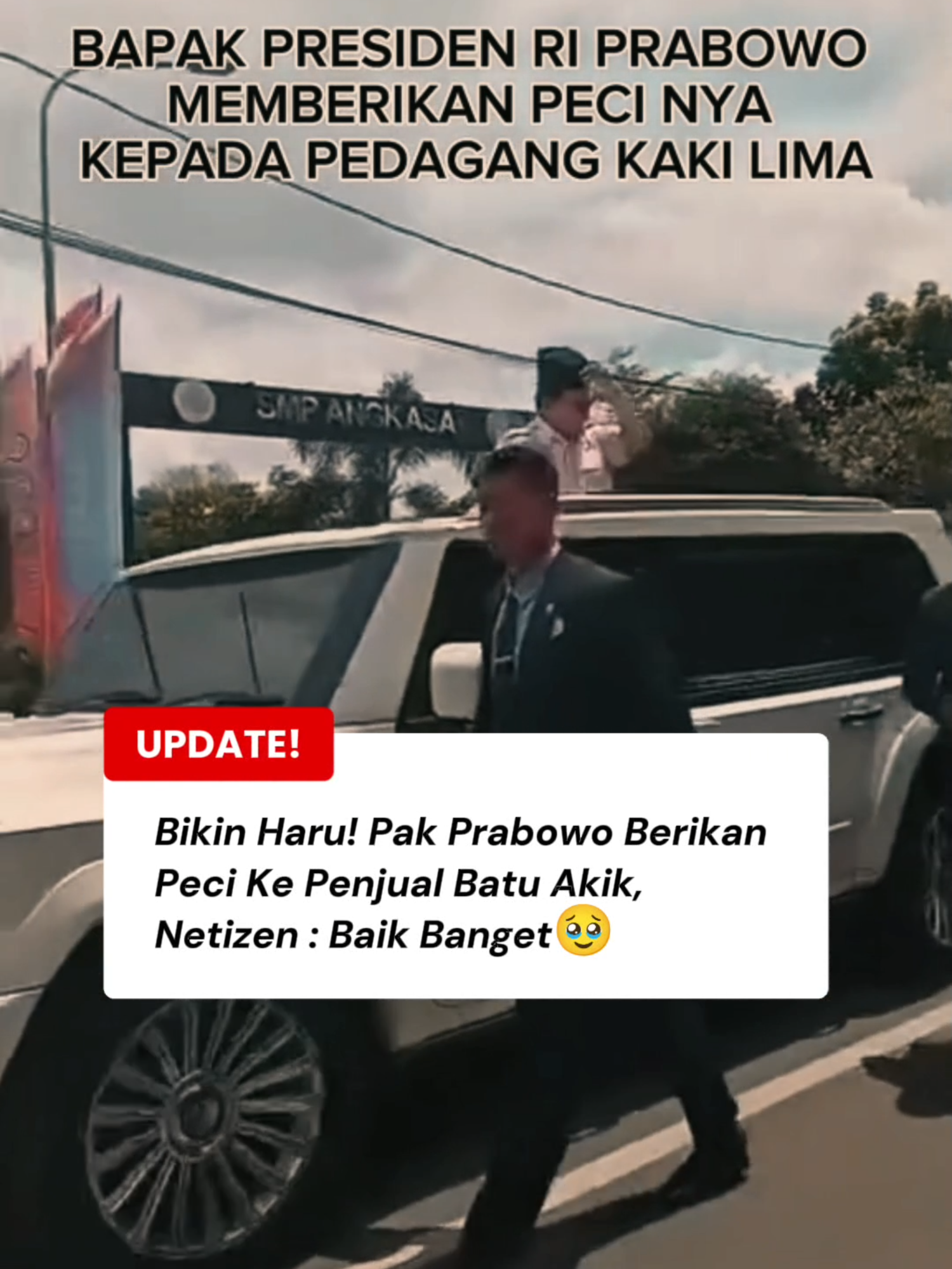 Bikin Haru! Prabowo Berikan Peci Ke Penjual Batu Akik, Netizen : Baik Banget🥹 #prabowo #terharu #infoterkini #beritaterkini #viral #fyppppppppppppppppppppppp
