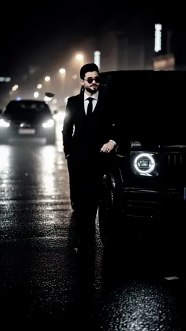 #ذكاء_اصطناعي A hyper-realistic 8k ultra-clear exterior الفخامة #صور# image of a stylish man casually leaning against a stone wall with an ornately carved wooden door. He's wearing a black button-down shirt, revealing a necklace, with loose light gray pants and smart white sneakers. His hands are in his pockets, giving him a comfortable and confident stance. His black hair is •short and his beard is neatly trimmed