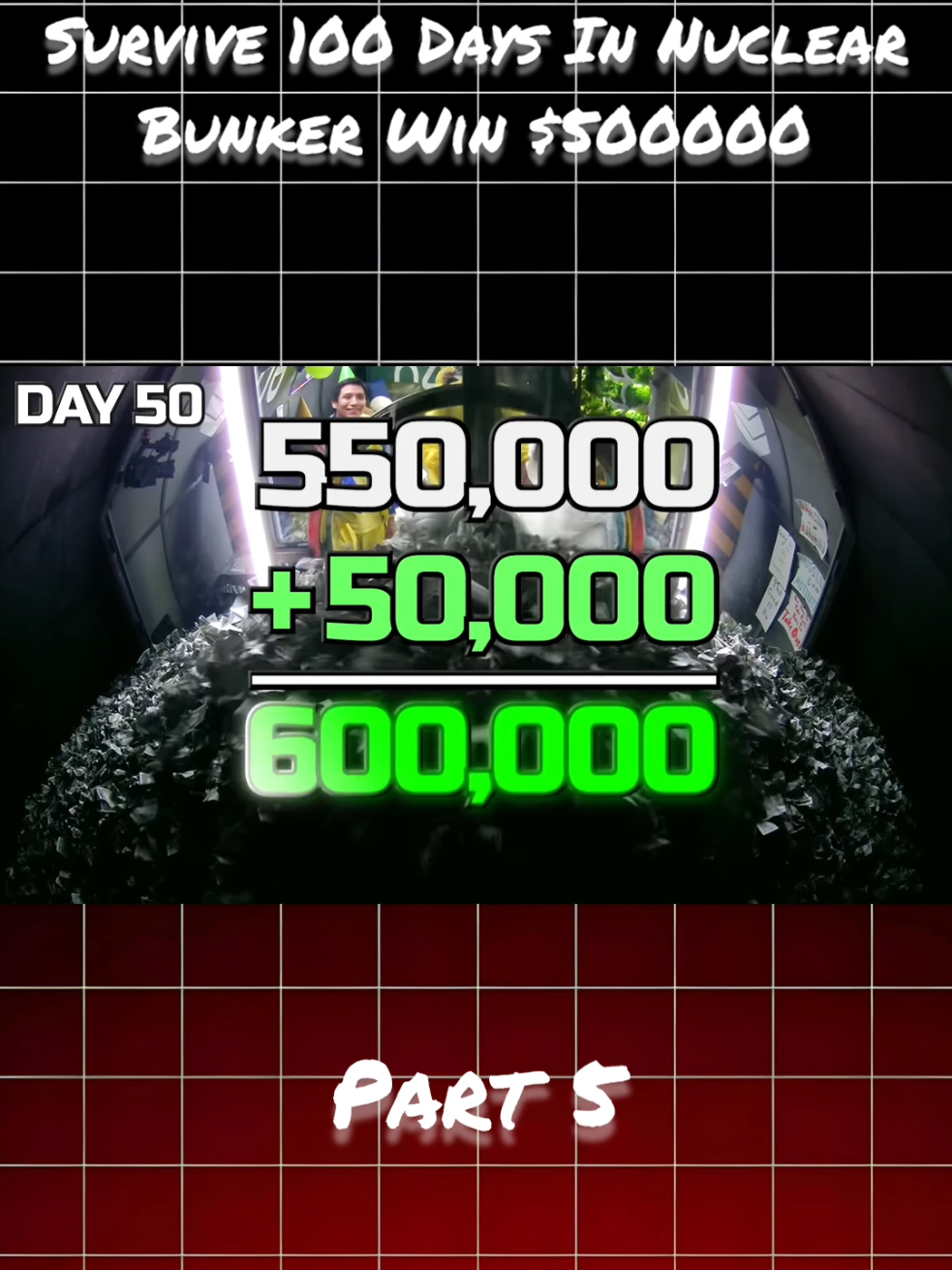 Part 5 | Survive 100 Days Nuclear Bunker Win $500000#mrbeast #challenge #fyp #grow 