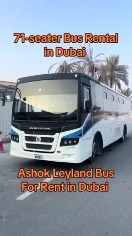 🚍 Brand New 2025 Ashok Leyland 71-Seater Bus for Rent in Dubai — ideal for engineers, staff, security teams, and large groups of workers. Available with or without driver for daily, monthly, or yearly rental. Spacious, reliable, and perfect for comfortable staff transportation across UAE. 📞 Contact us for more details and best rental deals! #AshokLeylandBus #71SeaterBusDubai #BusForRentDubai #StaffTransportDubai #LabourTransport 