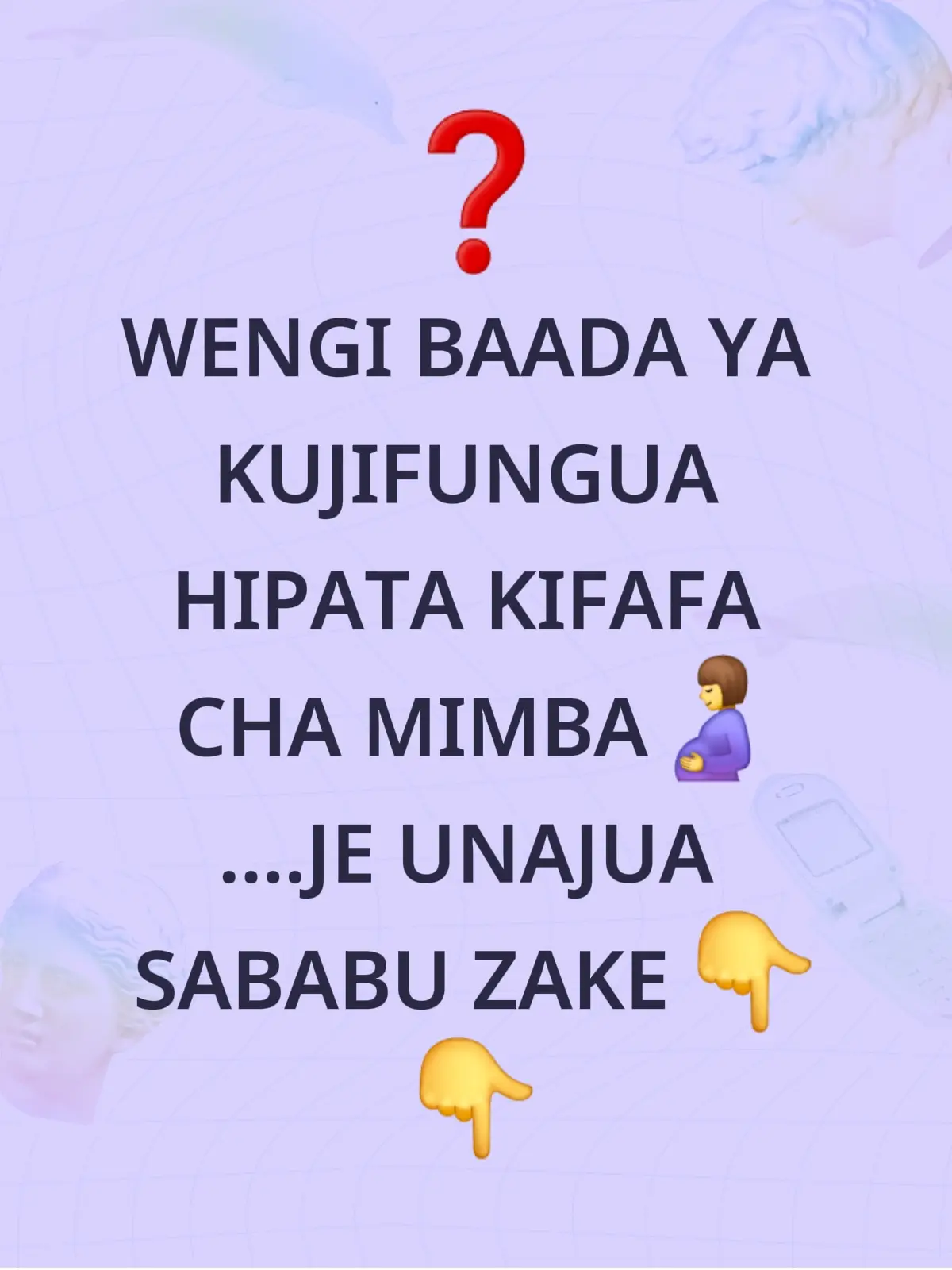 KIFAFA CHA MIMBA (kwa kitaalamu huitwa Eclampsia) ni hali hatari inayotokea kwa mama mjamzito, hasa katika miezi ya mwisho ya ujauzito, ambapo mama hupata degedege (mashambulizi ya kifafa) kutokana na ongezeko kubwa la presha ya damu na kuharibika kwa kazi ya figo  🔹 CHANZO KIKUU: Chanzo halisi hakijulikani vizuri, lakini kwa ujumla hutokana na hitilafu kwenye mishipa ya damu ya kondo la nyuma (placenta), inayosababisha: Presha ya damu kupanda sana Uchujaji wa damu na kazi ya figo kuharibika Kuvuja kwa protini kwenye mkojo (proteinuria) 🔹 SABABU ZINAZOCHANGIA (VICHOCHEO): 1. Presha ya mimba (Pre-eclampsia) – hatua ya awali kabla ya kifafa cha mimba. 2. Kuwa na mimba ya kwanza 3. Umri mdogo (<18) au mkubwa (>35) 4. Kupata mimba ya mapacha au zaidi 5. Unene kupita kiasi (obesity) 6. Historia ya kifafa cha mimba katika familia 7. Magonjwa kama kisukari au ugonjwa wa figo 8. Lishe duni yenye upungufu wa protini na madini 🔹 DALILI ZA ONYO KABLA YA KIFAFA: 1️⃣Maumivu makali ya KICHWA  2️⃣Kutoona vizuri (ukungu machoni, mwanga kuuma) 3️⃣Kuvimba usoni, mikononi na miguuni 4️⃣Maumivu ya tumbo la juu (eneo la ini) 5️⃣Kichefuchefu na kutapika 6️⃣Mkojo wenye protini ⚠️ TAHADHARI: Kifafa cha mimba ni hali ya dharura ya uzazi — kinahitaji matibabu ya haraka hospitalini ili kuokoa maisha ya mama na mtoto. #AFYAUZAZI #MWANAMKE #TIBAHARAKA#NAWAKATI