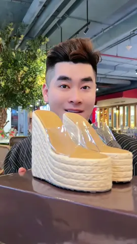 Dép xuồng đế cói Mica đế nâu cao 12 phân. #depcao12phan 