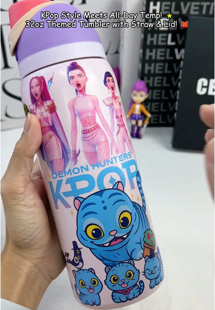 Push-button open, stainless steel inside, and full of K-pop energy 🎤💜 #KpopTumblers #DemonHuntersFans #HydrationGoals #StainlessSteelBottle #InsulatedTumbler#kpopdemonhunters #kpop#cup #tiktokshopfalldealsforyou #spotlightfinds 
