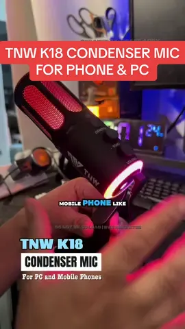 TNW K18 CONDENSER MIC WITH BUILT-IN SOUND CARD COMPATIBLE WITH PHONE AND PC #tnw #tnwmicrophone #condensermicrophone #tnwk18 #mobilecondensermic 