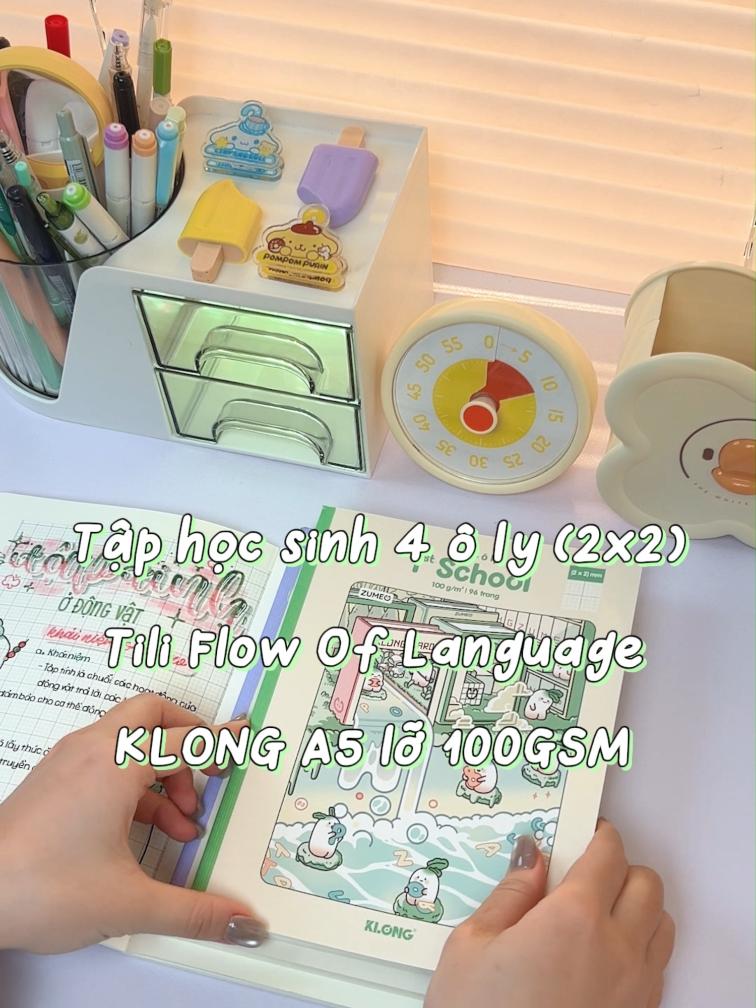 Tập học sinh 4 ô ly (2x2)mm may dán gáy Tili Flow Of Language KLONG A5 lỡ 100GSM #klong #fyp #calligraphy #takenote #study #studygram #studywithme