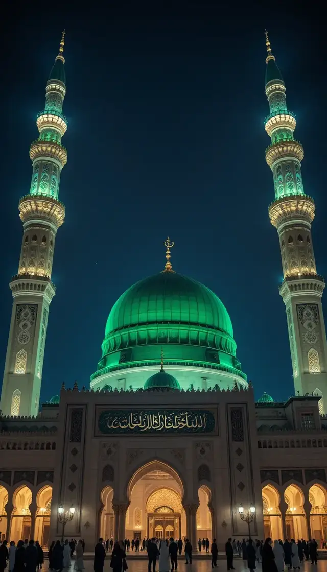 madinah munawra Madinah, the City of the Prophet, shines bright A beacon of faith, where Islam's history takes flight The Masjid an-Nabawi, a mosque of grandeur and might Where the Prophet Muhammad's tomb is a sacred sight The city's streets are lined with date palms, green and tall A tranquil oasis, where faith and peace enthrall Madinah's rich history and heritage are palpable and real Madinah's rich history and heritage are palpable and real A place where Muslims from all over the world come to feel The city's warm hospitality and welcoming smile Make it a place of pilgrimage, worth traveling a long while #plztiktokteamdontunderviewmyvideos #foryoupage