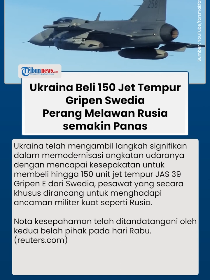 Ukraina Beli 150 Jet Tempur Gripen Swedia, Perang Melawan Rusia Kian Panas #ukraina #swedia #beritaterkini #tiktokberita