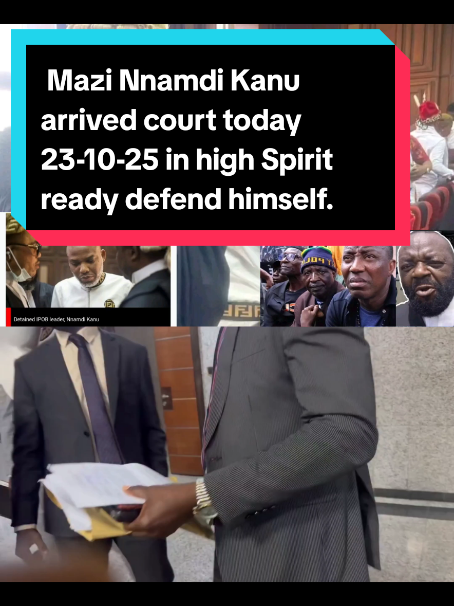 The Lion himself Mazi Nnamdi Kanu arrived court today 23-10-25 in high Spirit ready defend himself.🔥🔥🔥 #FreeNnamdiKanuNow #facts #viralcontent 