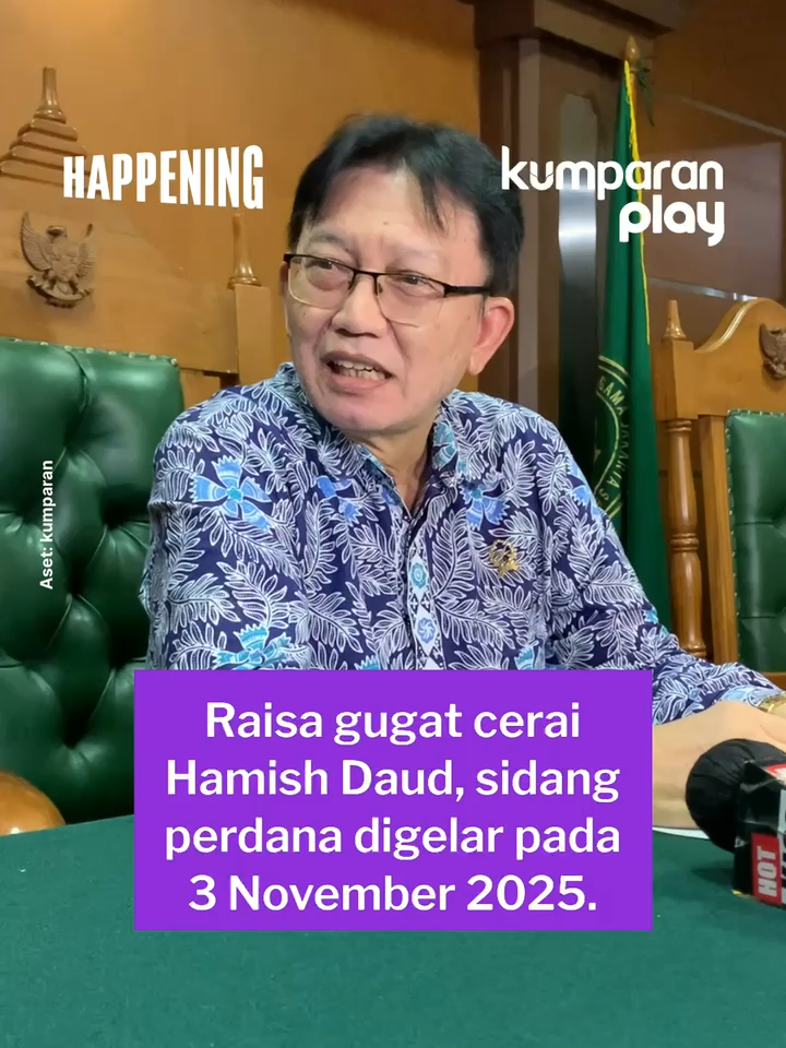 Penyanyi Raisa resmi menggugat cerai suaminya, Hamish Daud. Informasi ini dibenarkan oleh Juru Bicara Pengadilan Agama (PA) Jakarta Selatan, Drs. Abid, pada Kamis (23/10). Gugatan Raisa didaftarkan sejak 22 Oktober 2025. Sidang perdana cerai mereka bakal digelar pada 3 November 2025 di PA Jakarta Selatan. Aset: kumparan #happening #update #entertainment #svt #raisa #hamishdaud #selebriti #cerai #pengadilanagama #raisaandriana