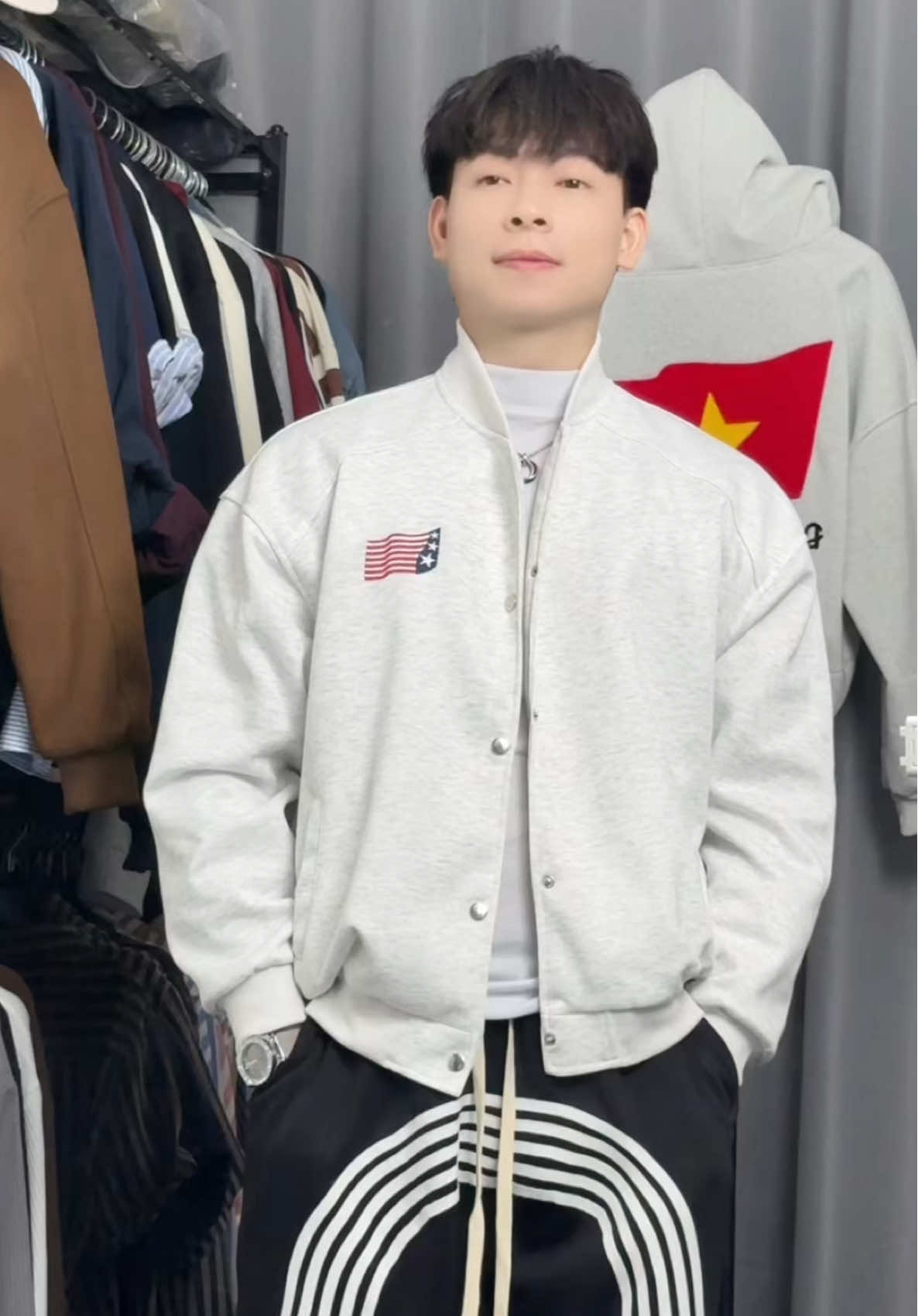 Áo khoác boomber thêu cờ mỹ#outfitcheck #xuhuong #tiktokshop #muataitiktokshop #thoitrangnam 