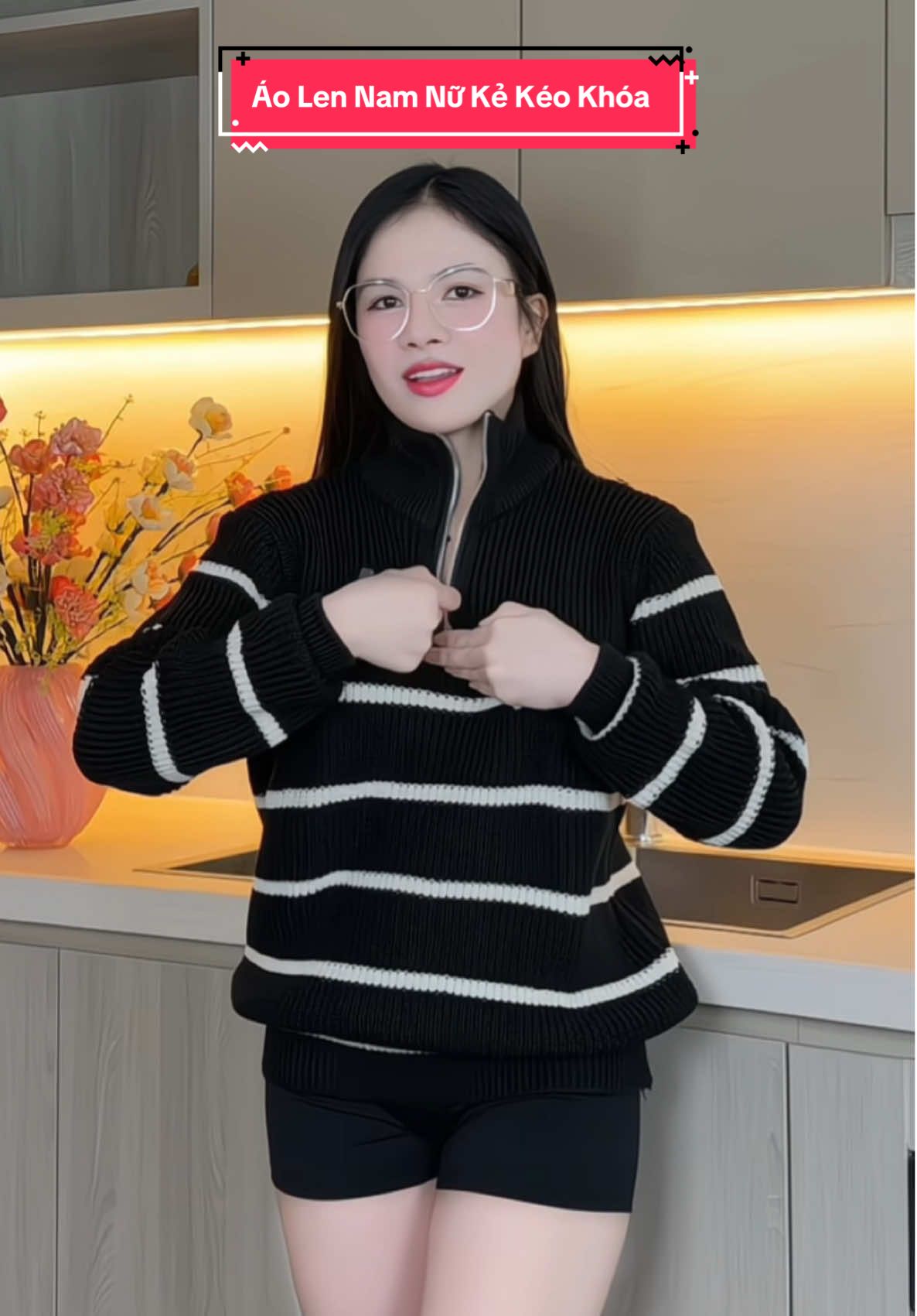 Áo Len Nam Nữ Kẻ Kéo Khóa
