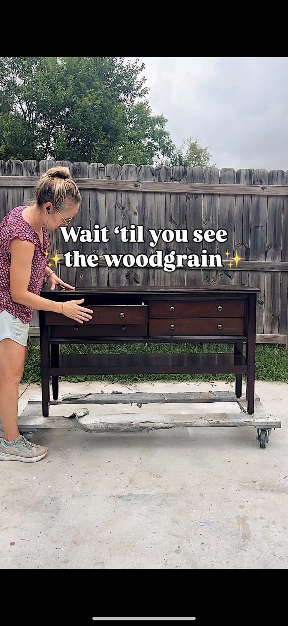 $30 Facebook Marketplace furniture flip✨ Stripped, sanded + paint-washed to bring out that gorgeous woodgrain. 💰 A few tbsp of paint = big profit! #beforeandafterfurniture #paintwash #furnituremakeover #furnitureflip #diysidehustle 
