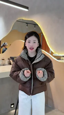 Áo Khoác Phao Da Nữ Dáng Ngắn 