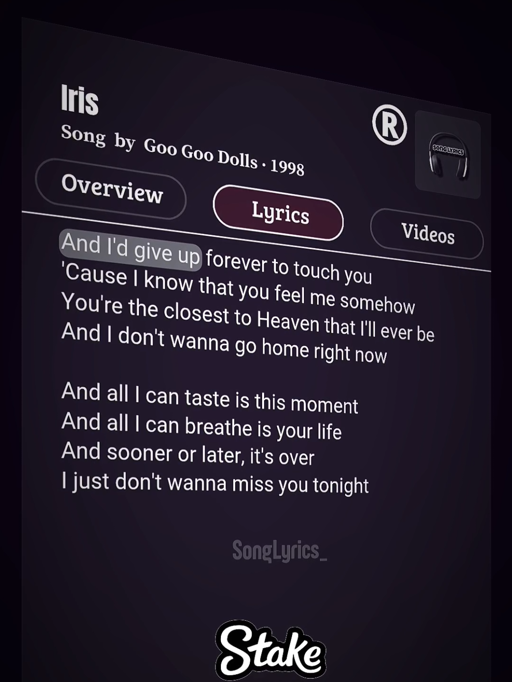 Iris 🎶 #iris #googoodolls #lyrics #song #songlyrics100202 