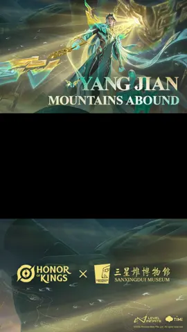 From above, the Heavenly Eye surveys the mortal realm, beholding the expanse of Bronze Age civilization. Through millennia, his divine might still visible along bronze veins. Mountains Abound Yang Jian will be available in Honor of Kings on October 25. Get the skin for 990 Tokens in the first week!⚡ #HonorofKings #HOK #NewSkin #Sanxingdui