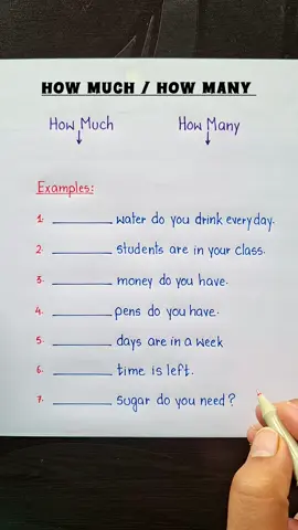 use of _ How much & How many #UK #USA #grammar #healthyfoods #words 