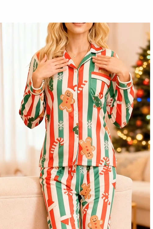 red - green striped gingerbread man pajama #TikTokMadeMeBuyIt#OOTD#StyleInspo