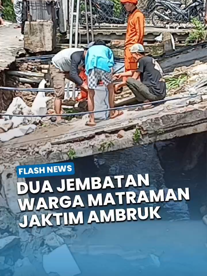 Gara-gara Turap Longsor, 2 Jembatan Warga Matraman Jakarta Timur Ambruk Jurnalis Video | Bima Putra Dua jembatan warga di Gang Saluran, RT 15/RW 01, Kelurahan Utan Kayu Selatan, Kecamatan Matraman, Jakarta Timur ambruk, Rabu (22/10/2025) sore. Sumber: https://jakarta.tribunnews.com/jakarta/424979/gegara-turap-longsor-2-jembatan-warga-matraman-ambruk