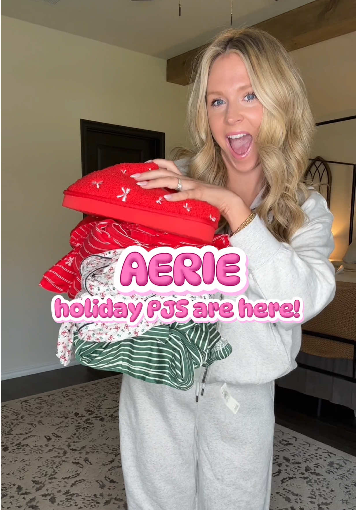 Too soon?! I think not! Aerie holiday PJs are here and I’m in love! And they are 25% off! Link in bio 🩷 #aerie #aeriepajamas #aerienewarrivals 