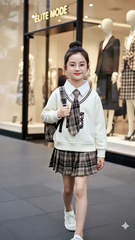 Set áo nỉ phối cổ sơ mi cà vạt, chân váy xếp ly kẻ cao cấp cho bé gái. #bodobegai #thoitrangtreem #xuhuong #trending #beyeutiktok 