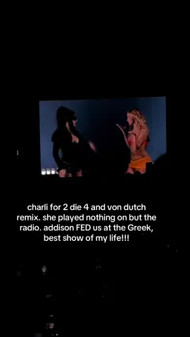 couldn’t post my video of 2 die 4 bc i was whooping & hollering the whole time lol but as a day 1 AR stan, it meant everything to me!! #fyp #addisonrae #greektheater #losangeles #la #charlixcx #vondutch #brat #concert 