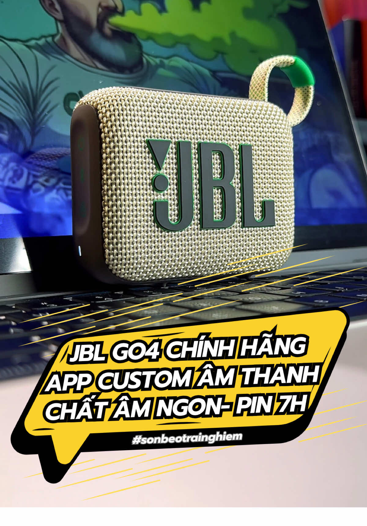 Chất âm cực kỳ ngon mà pin nghe liên tục 7 tiếng. Có app điều khiển 4 chế độ nghe nhạc và tự custom được chất âm theo sở thích. Vô địch hang cân loa mini outdoor. #sonbeotrainghiem #loajbl #jblgo4  #loabluetooth 