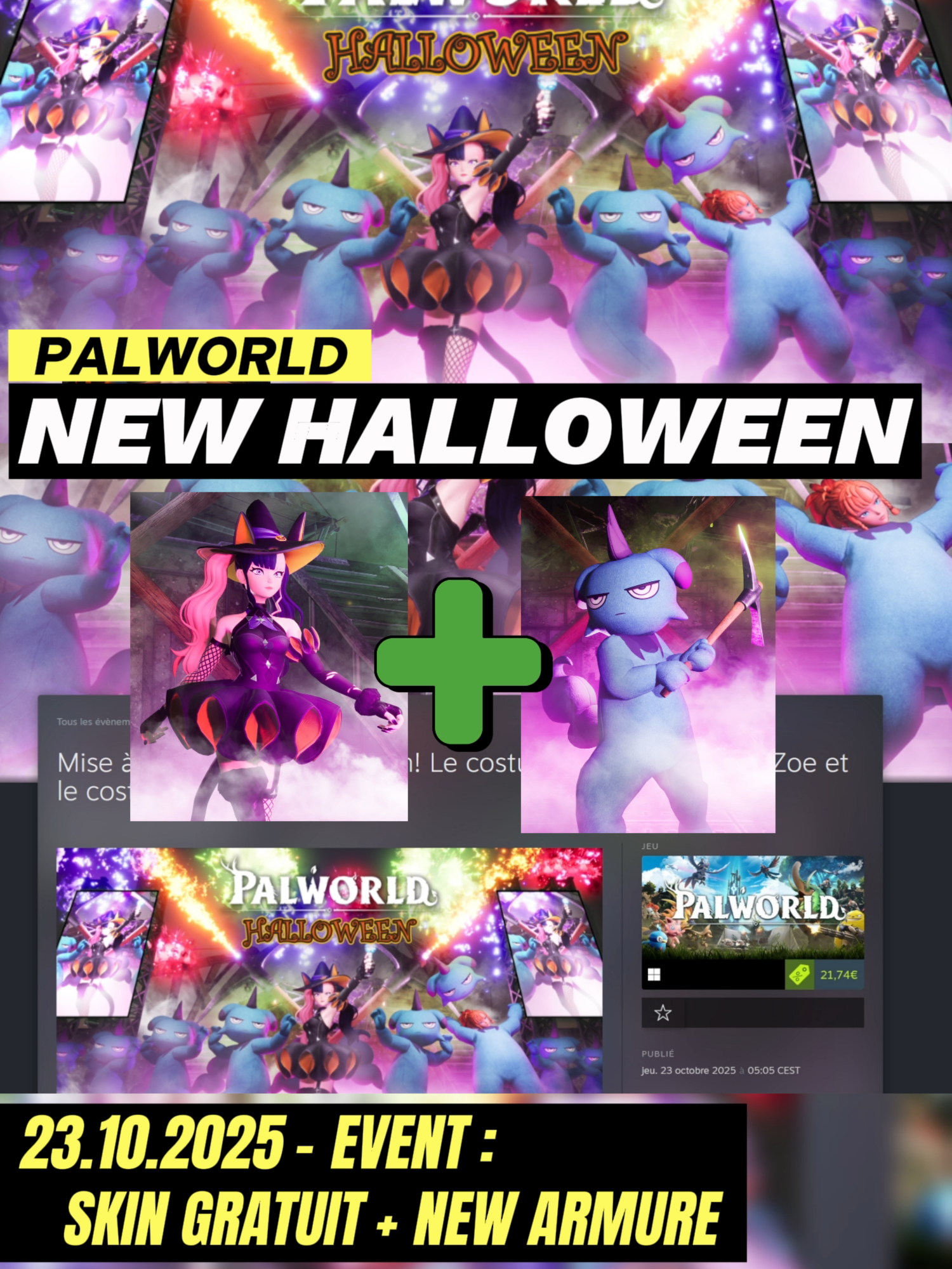 👻 Halloween débarque sur Palworld ! Nouvelle mission spéciale, tenue d’Halloween pour Zoe 🎩, armure Depresso 💀 et même la possibilité d’obtenir Zoe & Grizzbolt ⚡🔥 Télécharge la maj v0.6.8 et fonce farmer l’event avant qu’il disparaisse ! 🎃 #Palworld #PalworldHalloween #PalworldEvent #Update #Halloween2025 #Zoey #Depresso