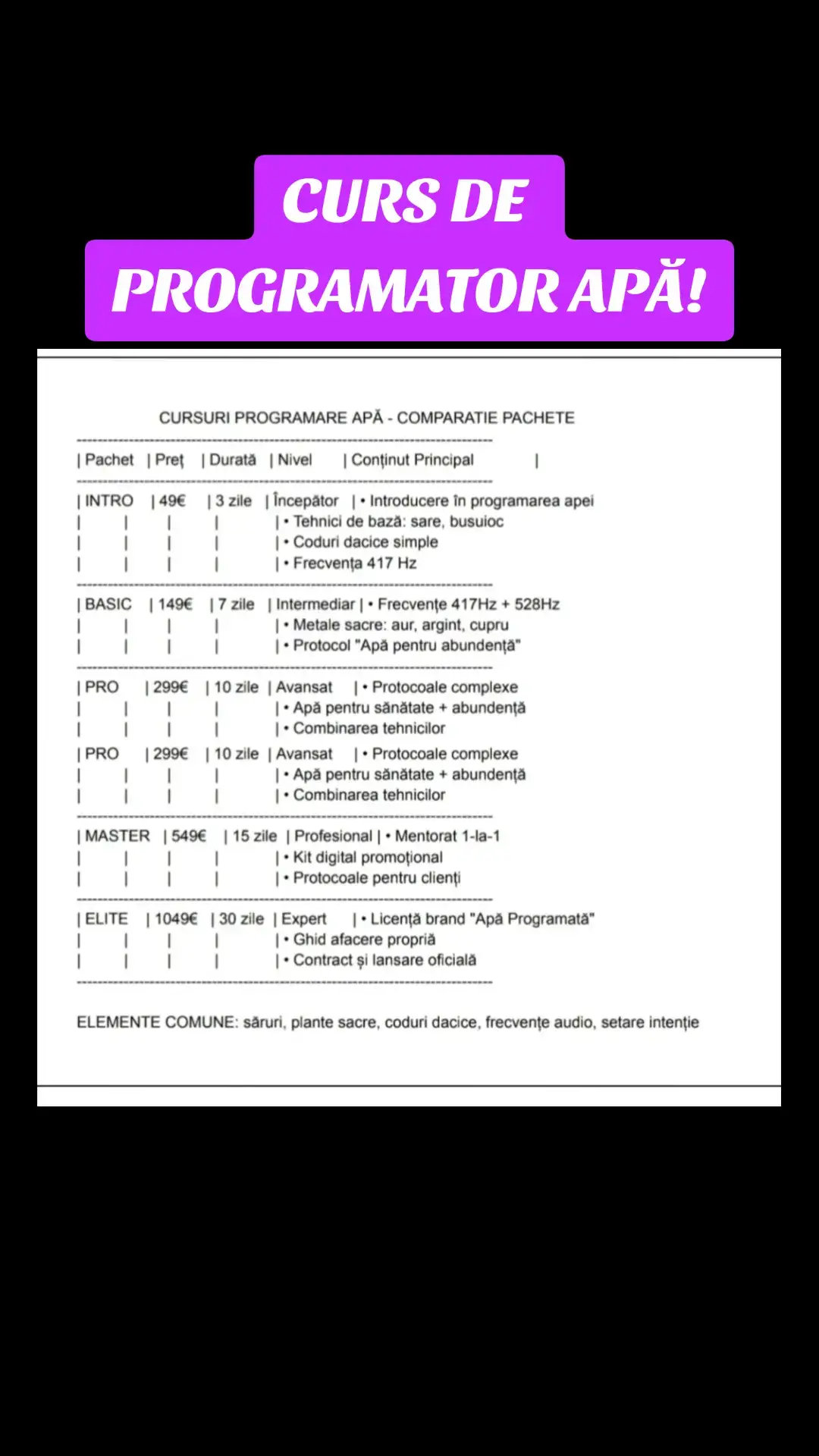 💧 Vrei să înveți SECRETUL programării apei? 👉 În acest curs unic din România, vei descoperi: • Cum să folosești frecvențele 417Hz și 528Hz • Metode cu metale sacre (aur, argint, cupru) • Tehnici cu simboluri dacice sigure • Protocoale pentru abundență și sănătate 🎓 5 niveluri de formare - de la începător la EXPERT 📜 Certificare + Licență brand la pachetul ELITE 💰 Transformă-ți cunoștințele în AFACERE 👇 SUNA LA NUMĂRUL DIN BIO pentru detalii complete! 💬 Comentează 