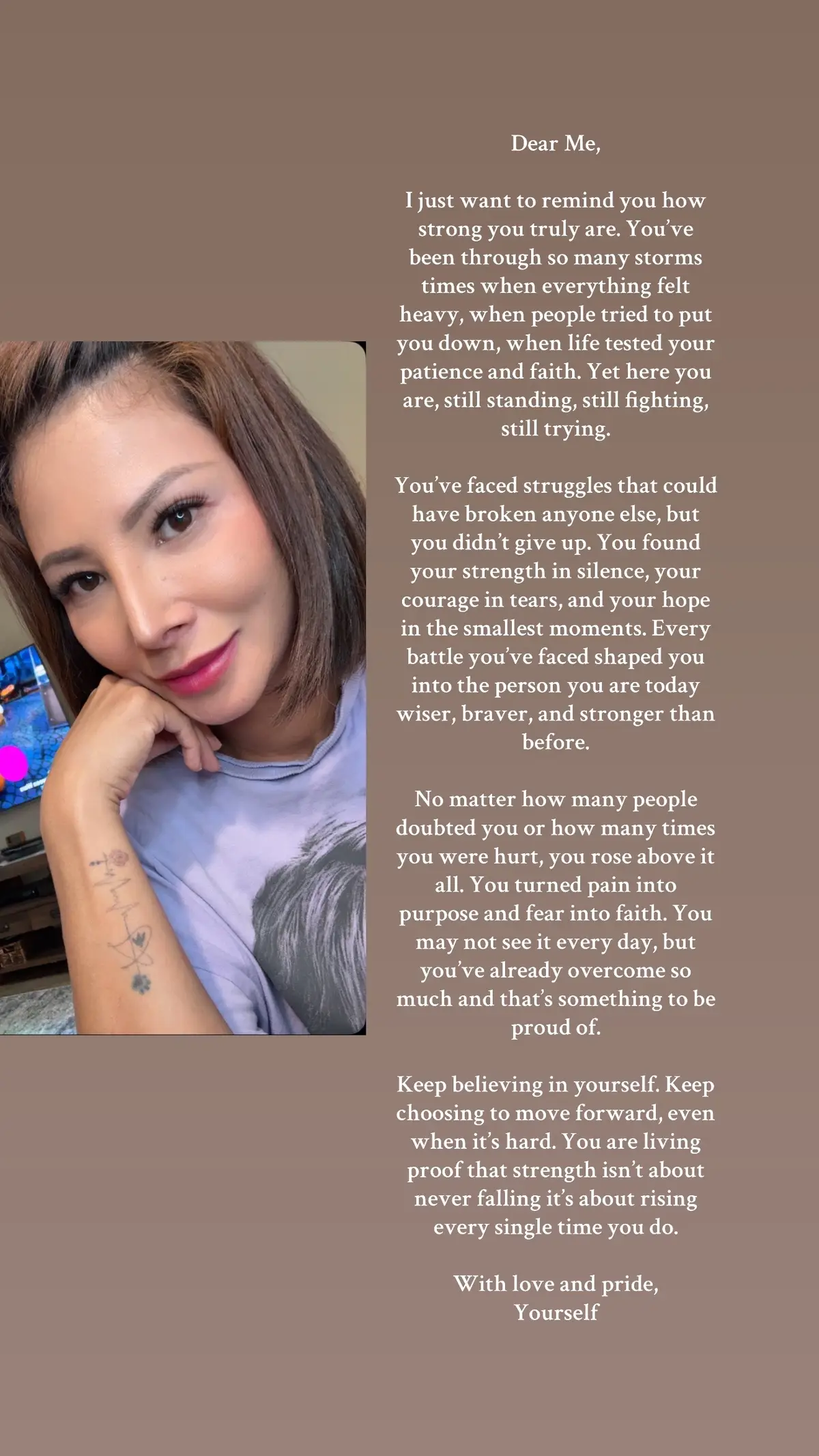 Self meditation, reflection, assesment and appreciation. 