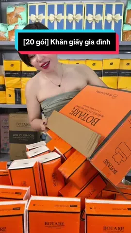 [20 gói] Khăn giấy gia đình-màu cam Botare Cheerful dai dày 4 lớp, dùng được cho da mẫn cảm, khăn giấy gia đình đa năng #cindythuytichcuc #botare #giayrut 