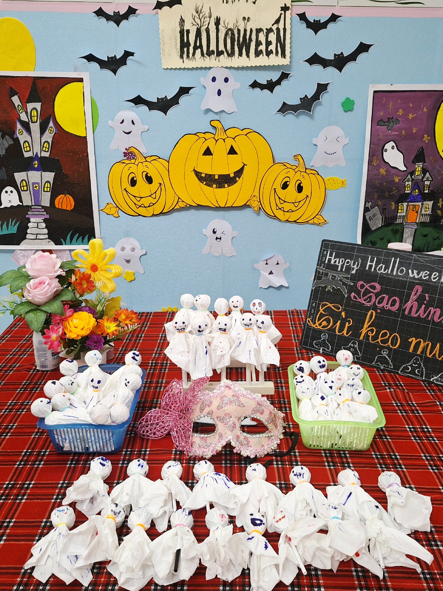 TẠO HÌNH CON MA HALLOWWEN TỪ KẸO MÚT Mầm non #mầmnon #halloween 
