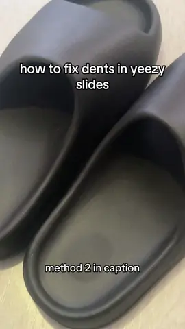 another method is just leaving the socks in the slides for 8 hours or more depending on how dented they are #yeezy #kanye #adidas #yeezyslides #fyp 