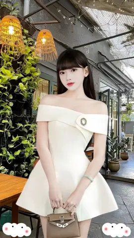 Đầm dự tiệc trễ vai đính kèm tap khuy trònchất cotton mịn #thoitrangnu #setxinh #viralvideo 