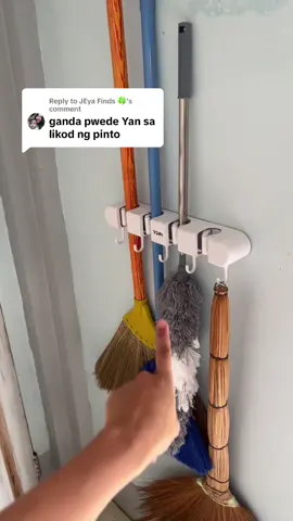 Replying to @JEya Finds 🍀 Super perfect talaga sa likod ng pinto ilalagay🥰 hindi na pakalat kalat tingnan ang mga walis tambo natin😁🥰 #broomholder #broomholderwallmount #mopholder #fyp 