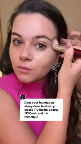 Replying to @Cristal’s Finds 💗 Does your foundation always look terrible up close? Try the BK Beauty 115 Brush and this technique. Here is how to apply foundation the right way. Prime your brush, tap your foundation against your skin, not drag your foundation. With a good foundation, the right foundation brush and this technique your foundation will always look flawless. @BK Beauty Brushes #bkbeautybrushes #bkbeauty #foundationbrush #foundation #foundationhack 