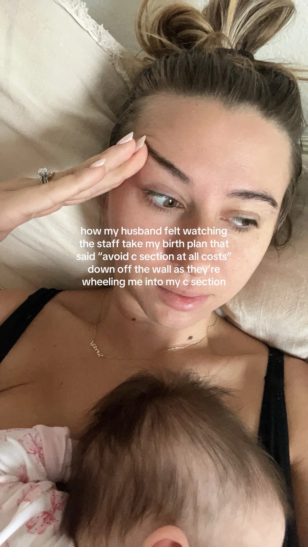 to be fair, the hospital staff was super pumped I had a birth plan (more like birth vibes) and did their best to abide by it, until they couldn’t 🥵 sage said “yeah as I was waiting for you to get prepped, the nurse came in and took the birth plan off the wall…guess we don’t need that anymore” 💀💀💀  I loved having a little “plan” though and will do it again for future births, even though it got derailed!!! #birthplan #csectionmom #firsttimemom #laboranddelivery #babygirl 