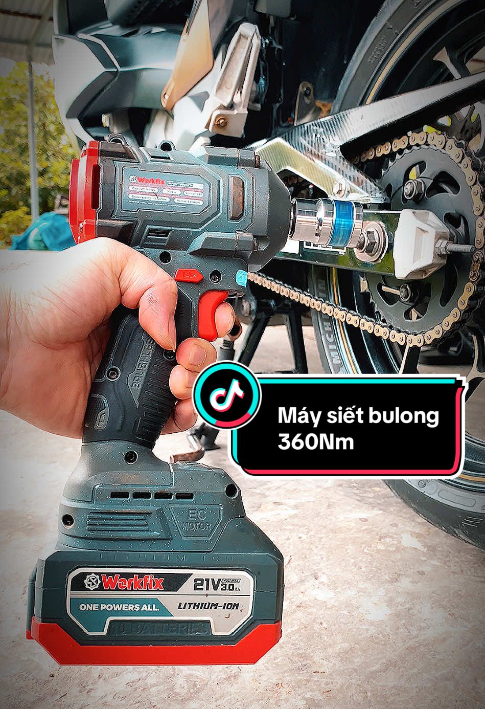 Máy siết bulong 360Nm WORKFIX #maysietbulong #maysietbulongpin #maysietbulongworkfix #360Nm #suaxemay 