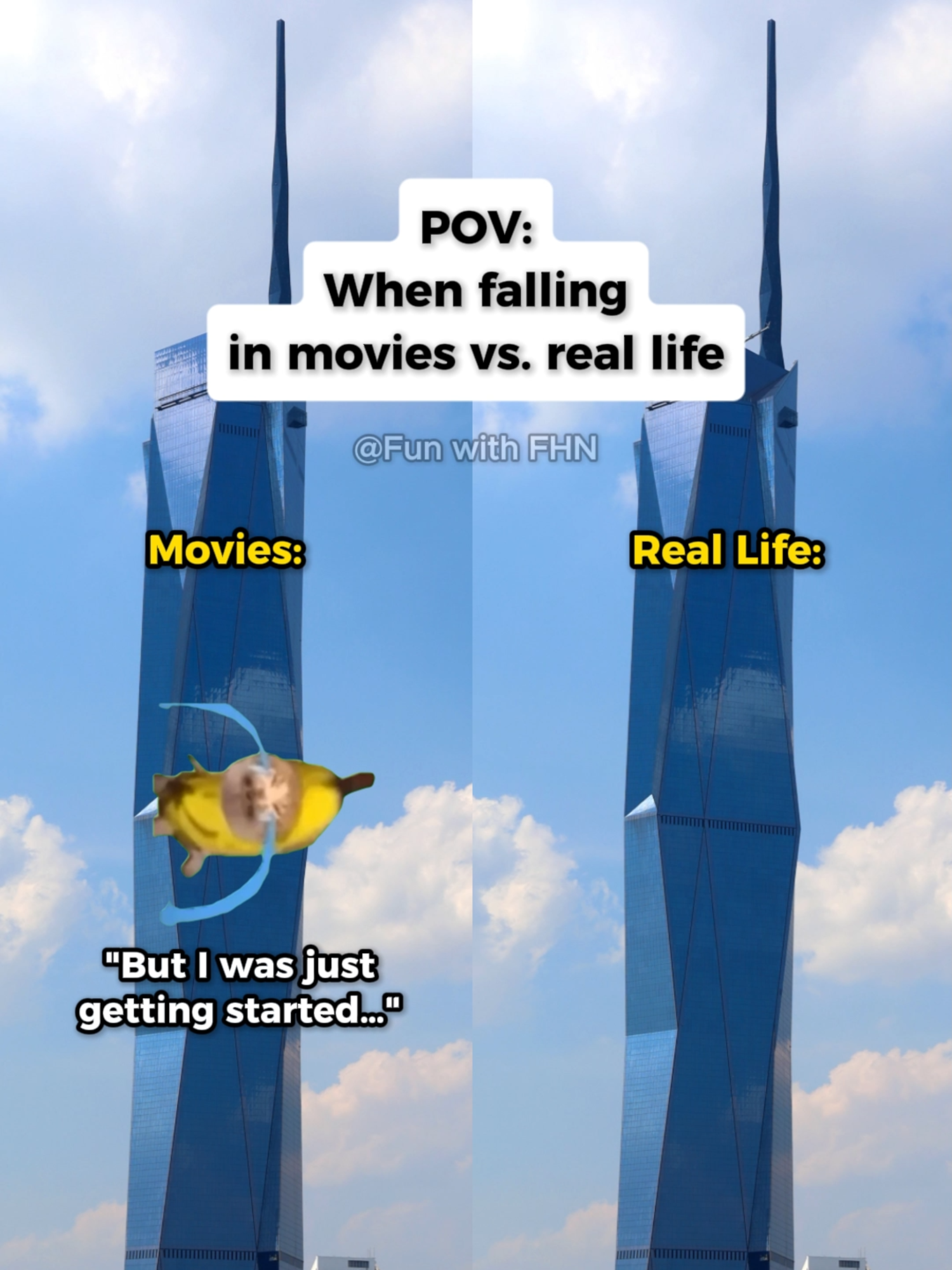 POV When falling in movies vs. real life#catmemes #funny #relatable #catshorts #povstories #pov #relationships