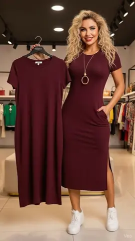 Vestido midi com fenda lateral e bolso. #promocaotiktok #roupafeminina #tiktokviral #vestidomidi #vestido 