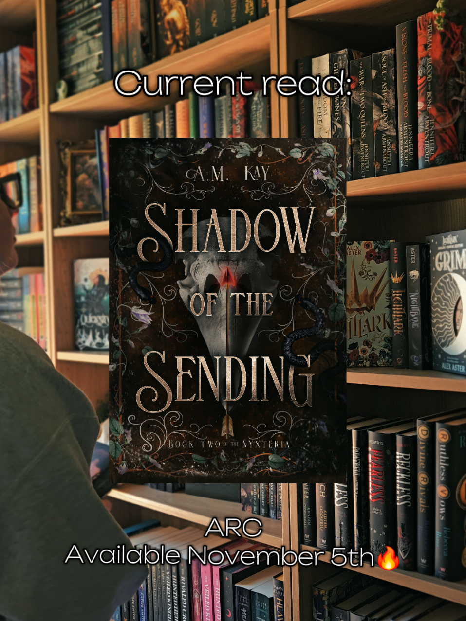 I'm screaming @A.M. Kay - Fantasy Author 👏🏻 Not ready to finish Shadow of the Sending! #indiebooks #lastnownextbooks #BookTok #wildreverence #shadowofthesending 