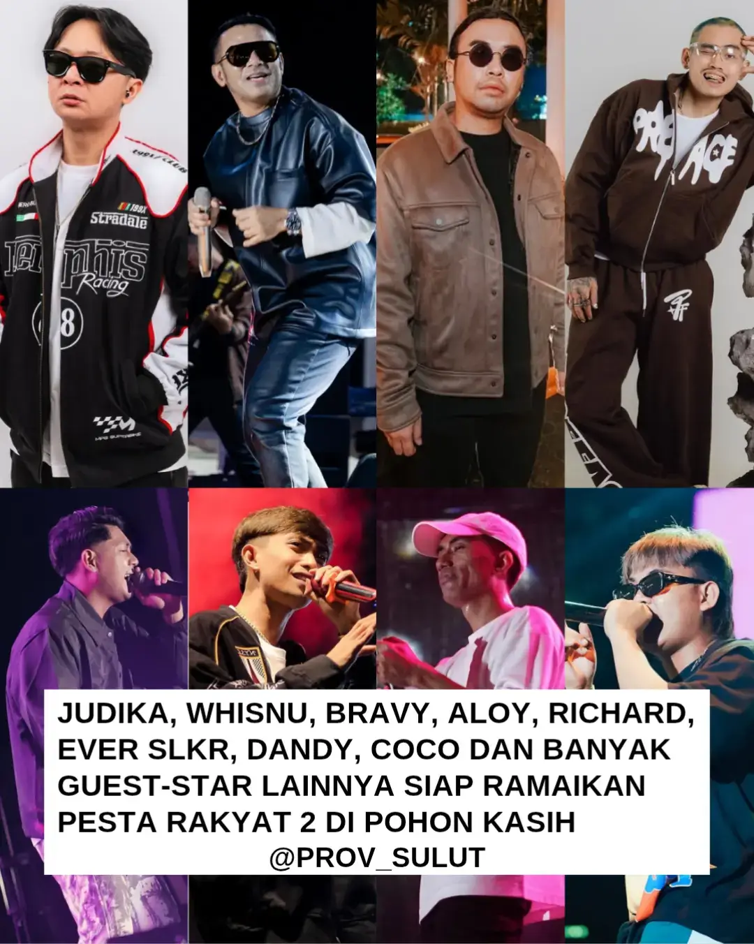 Pesta Rakyat Dua 2025 ✨ Tema: “Torang Suara Bumi” 📍 Pohon Kasih, Manado 📅 8 November 2025 Menampilkan: Judika, Whisnu Santika, Bravy, Papa Carlo, Aloy dalam DNA, dan musisi lokal berbakat — Richard Jersey, Ever Salikara, Dandy Barakati & Coco Lense. Bersama torang jaga bumi, bersuara lewat karya 🎶🌿 #provinsisulut #torangsuarabumi #PestaRakyatDua2025 