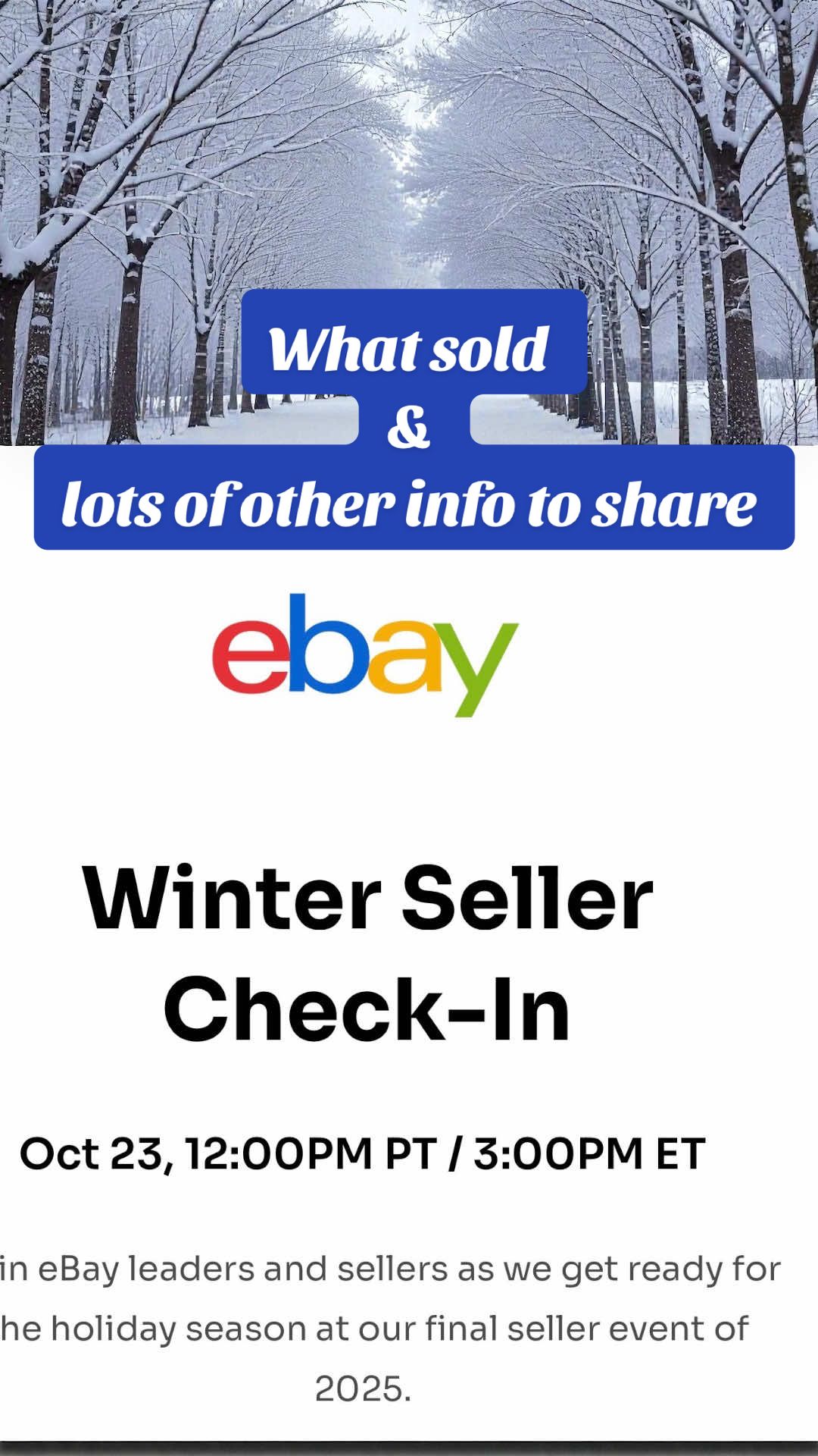 8 orders heading out today, including one last Snoop on the Stoop — thank you so much, Lainy @dollarmom_shop for your purchase!  Don’t forget to check out today’s @ebay Winter Seller Check-In for updates, holiday strategies, and great panels, like one with my TikTok friend Danielle @Shop With Me Ladydfunkyg  Tomorrow I’ll be live from 2–4 PM EST with Heidi @Heidi | Thrifter & Reseller and other reseller friends to chat all things reselling! eBay Winter Seller Check-In Link: https://events.ringcentral.com/events/ebay-winter-seller-check-in/registration?utm_campaign=SNA&utm_source=SNA #ebayseller #resellercommunity #ebaysellercheckin #holidayreselling #thankyouforyoursupport