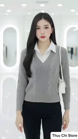 Áo len phối cổ sơ mi cao cấp - sang trọng, thanh lịch, mặc là tôn dáng. ##aolennu##thoitrangnu##xuhuong##viral##thinhhanh 