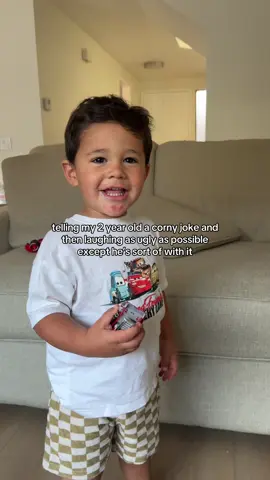 he didn’t know whether to go along with it or be terrified 😭 #cornyjoke #toddlerlife 