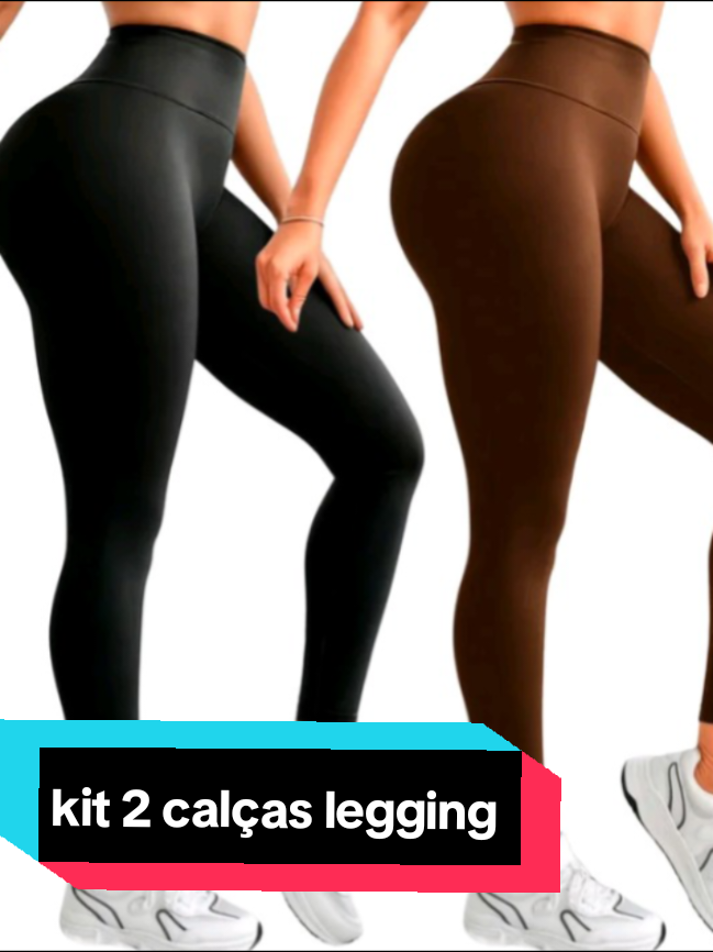 kit 2 calças legging na promoção click e veja na socola embaixo. #tiktokshop #calcas #treino #verao #musculacao 