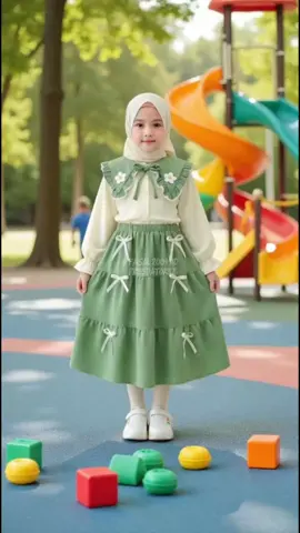 Setelan anak perempuan berhijab dengan desain anggun dan ceria, hadir dalam empat warna cantik: kuning lime, biru, hijau, dan pink. Dilengkapi pita manis dan detail bunga pada kerah, nyaman dipakai dan cocok untuk tampil modis setiap hari. #setelanAnakPerempuan #busanaMuslimAnak #ootdAnakHijab #fashionAnakModis #rokAnakCantik @AMii 2702Diva'💃❤💞 