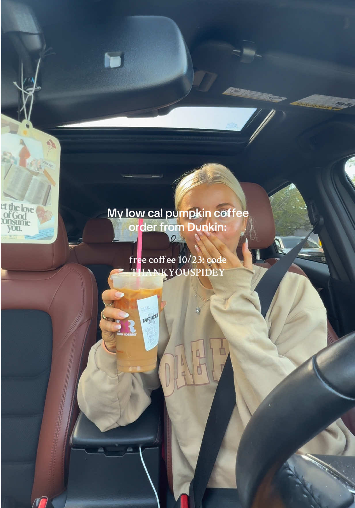 WOWZA! So good thanks spidey. Order a medium ice coffee, 2 pumpkin, 2 sf hazelnut, splash of almond milk. 🍂🎃🕷️🕸️