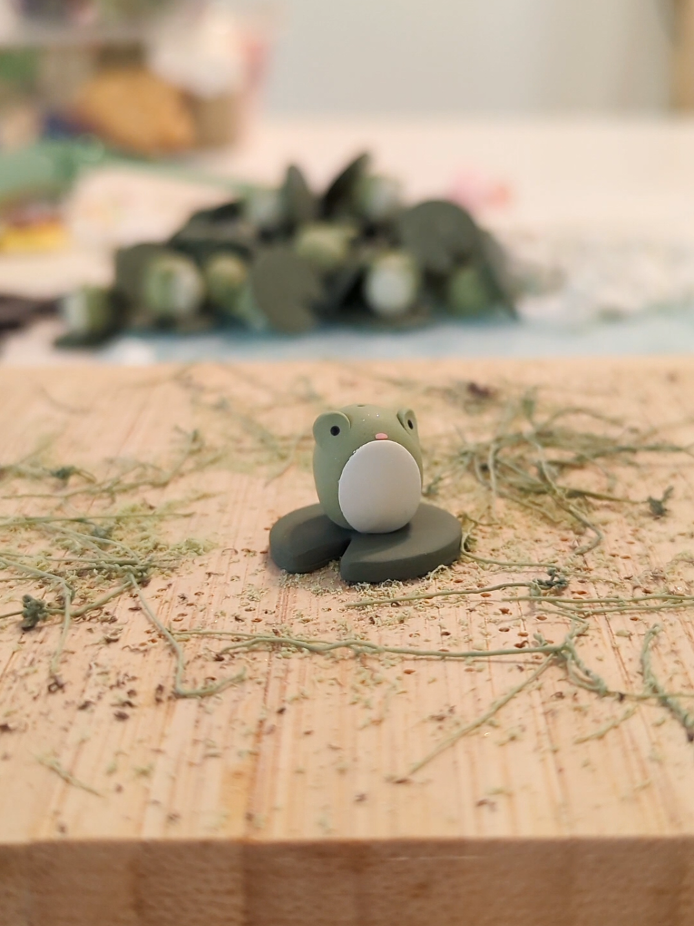 Subject: Frog 37 🐸🔬 #handmade #polymerclayearrings #frog #cottagecoreaesthetic 