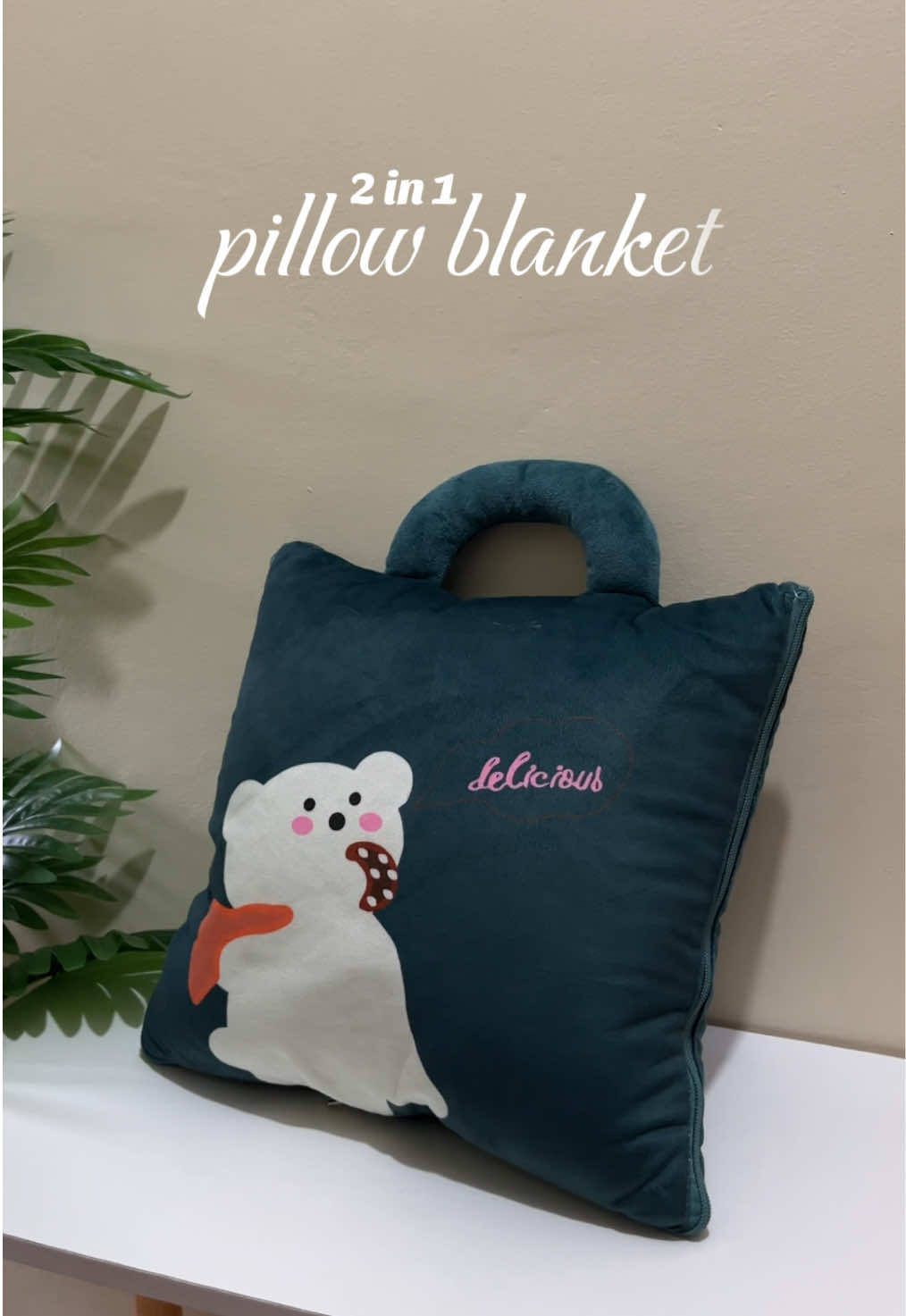 dual-use for home, travel, office, or car — used for sleeping, backrest, or a hugging pillow. 💕 #pillowblanket #2in1pillowblanket #travelpillow #travelblanket #officeblanket 