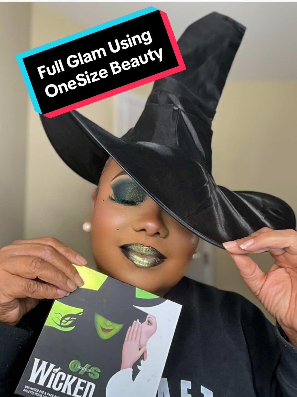 Wickedly Cute using @ONE SIZE BEAUTY Wicked Unlimited Eye & Face Palette - Turn up the base foundation medium dark - Secure the Glow -Secure the blur -On till dawn setting spray  #halloween #halloweenmakeup #fypシ゚viral #makeuptutorial #contentcreator 